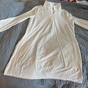 Lands' End Classic White Zip up rash guard swim coverup UPF 50+ tunic Size 10